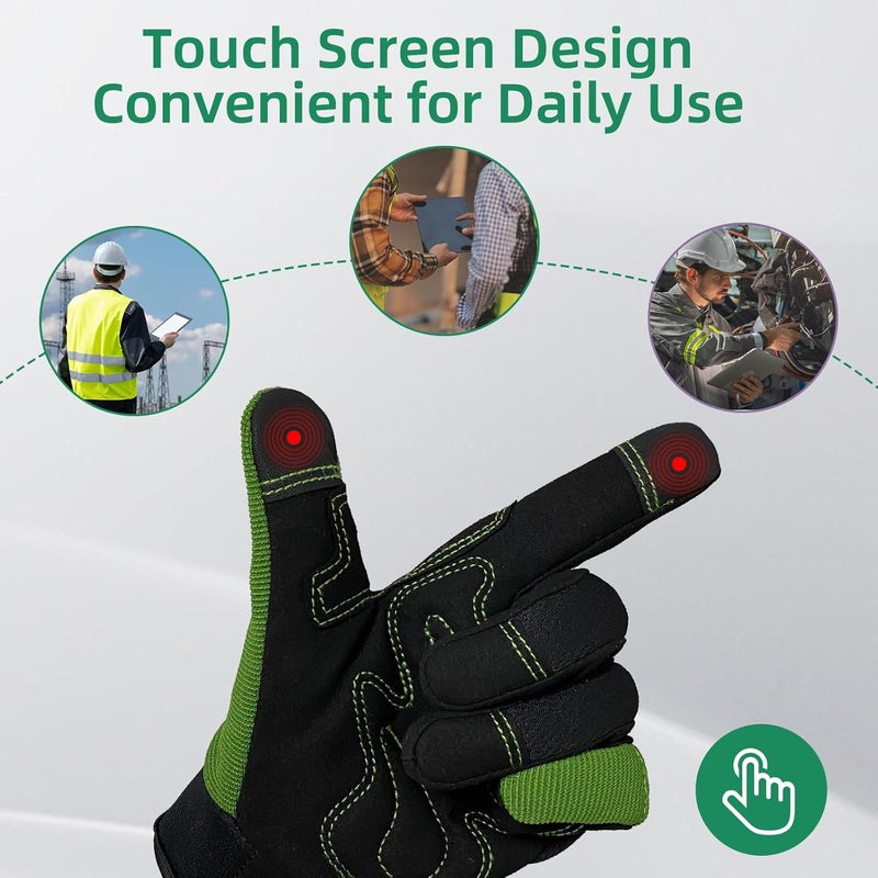OIZEN Gardening Gloves for Men and Women, Thorn Proof & Puncture Resistant Working Gloves, Gloves for Safety Work and Gardening, Gardening Gifts, Synthetic Leather Spandex Mechanic with Touchscreen Support - Image 5